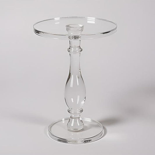 LIKENOW Acrylic End Table,Acrylic Side Table,Modern Nightstand with Clear Small Round Top and Solid Post for Living Room,Bedroom and Lobby 15.7x15.7x19.5 High inches