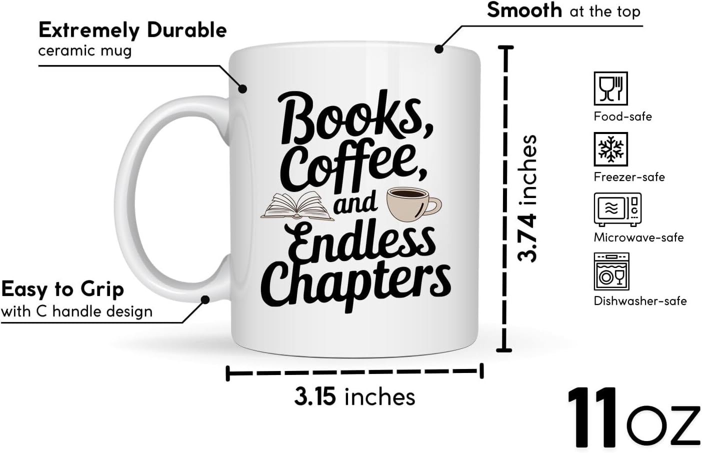 Book Lovers Coffee Mug 11oz White -Readers Potion - Gift for Book Club Bookworm Bookish Reading Nerdy Avid Readers Women