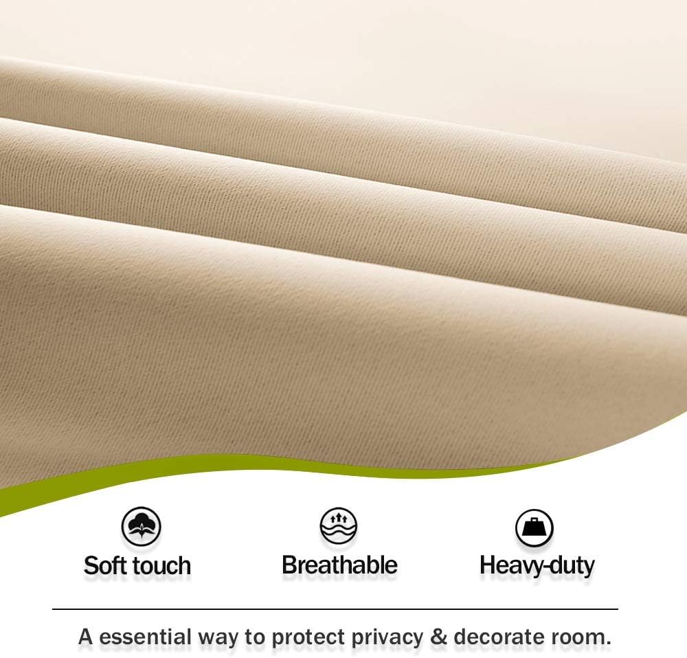 PONY DANCE Sidelight Door Curtain - 70% Blackout Patio Panel Top and Bottom Rod Pocket French Door Curtain for Privacy Bonus Tiebacks, 25 x 72-inch, Biscotti Beige, 1 Panel