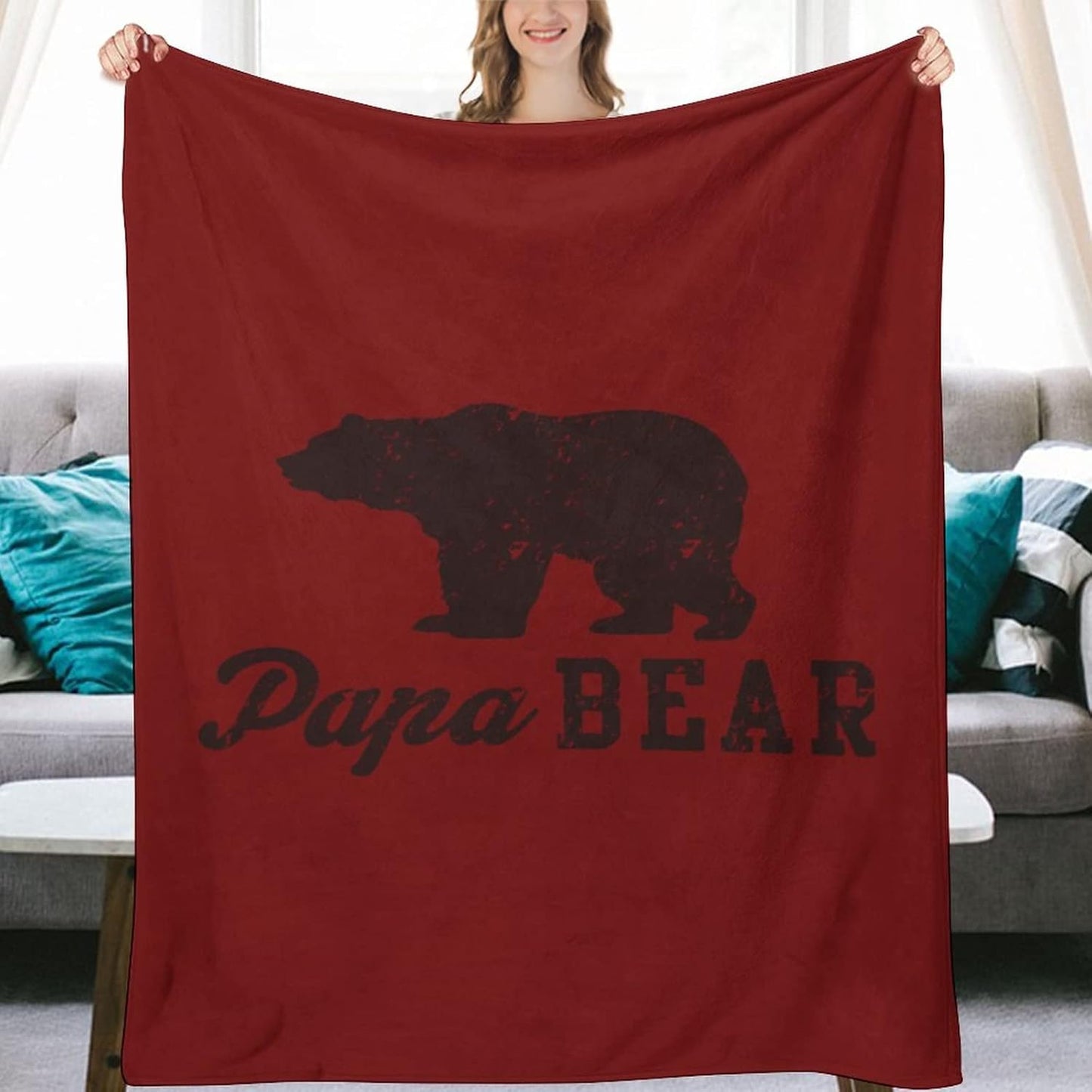 Papa Bear Throw Blanket Flannel Soft Couch Blankets Home Office Camping Car Decor 50"x70"