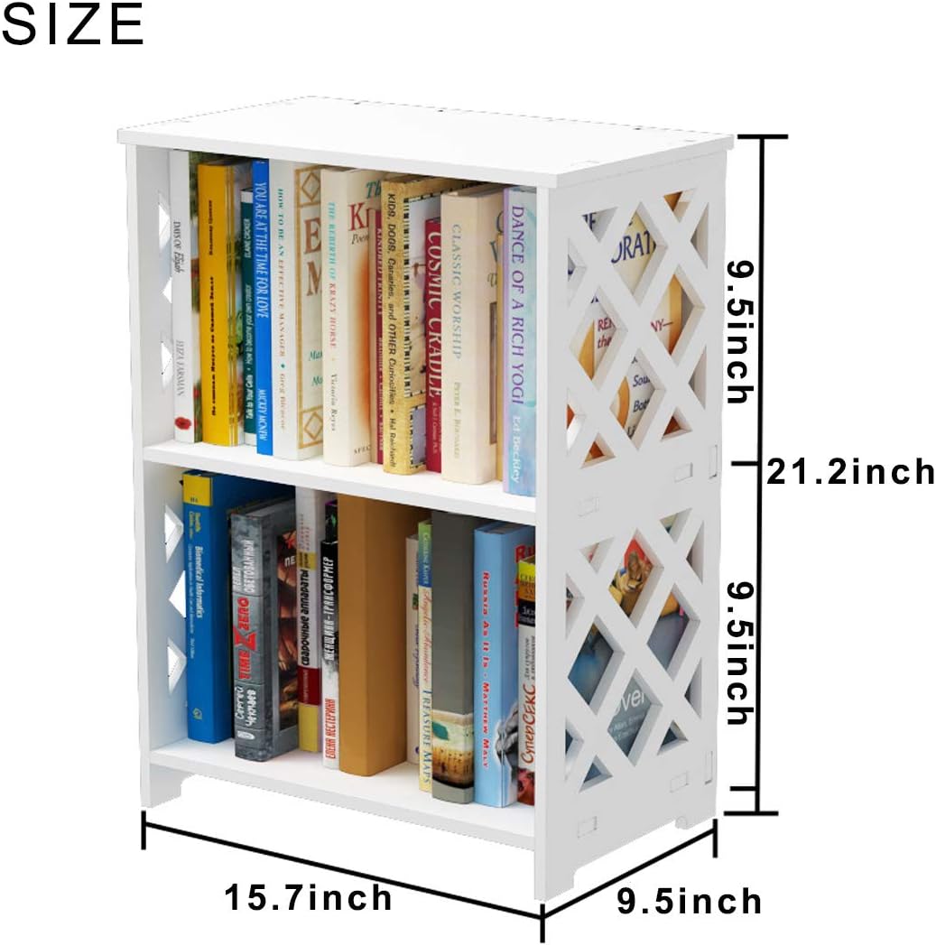 Rerii Small Bookshelf for Small Spaces, 3 Tier Book Shelf Bookcase, Mini Thin Bookshelf for Bedroom, Living Room, Office, Kids Room