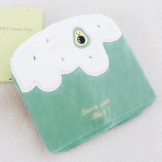 Cartoon Cotton Chair Cushion Office Seat Non-Slip Student Raise Height Pillow for School Study(Cream Avocado)
