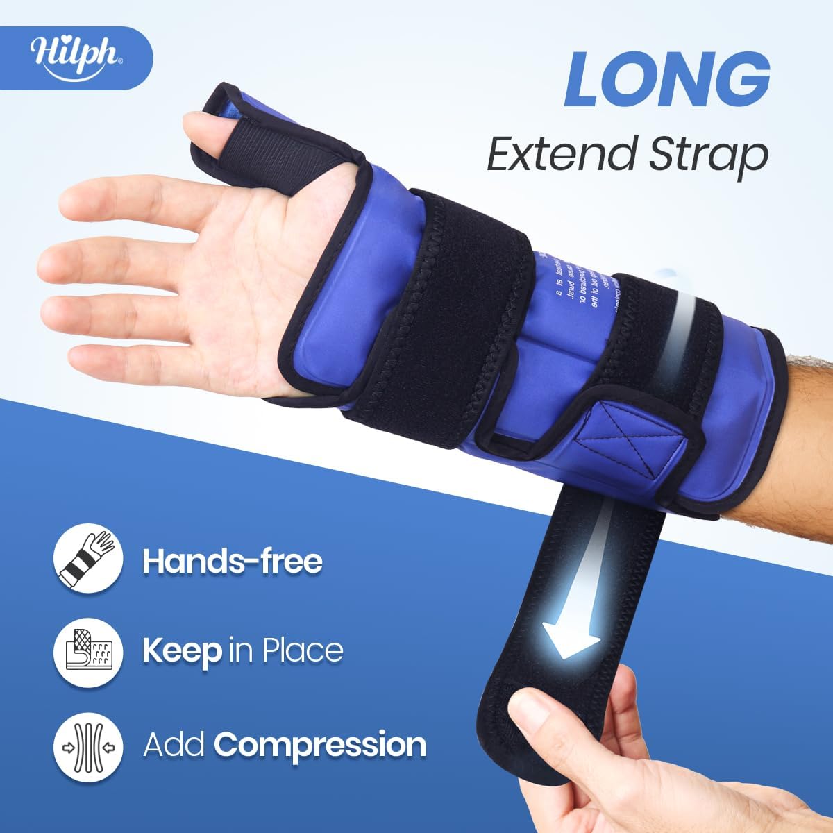 Hilph Thumb & Wrist Ice Pack Wrap with Large Extended Coverage, Long Lasting Hot & Cold Compress Therapy for Carpal Tunnel Relief, Arthritis, Computer Overuse Injuries, Post-Surgery, Post-Workout