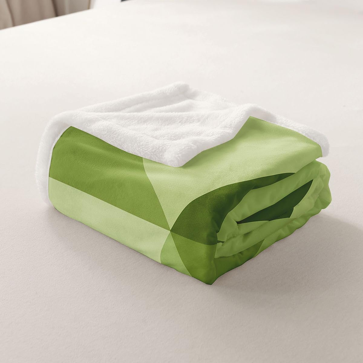 Feelyou Geometric Abstract Throw Blanket Green White Soft Fleece Sherpa Cozy Fuzzy Plush Warm Modern Art Fuzzy Plush Throw Luxury Baby 30"x40" for Bed Couch Living Room