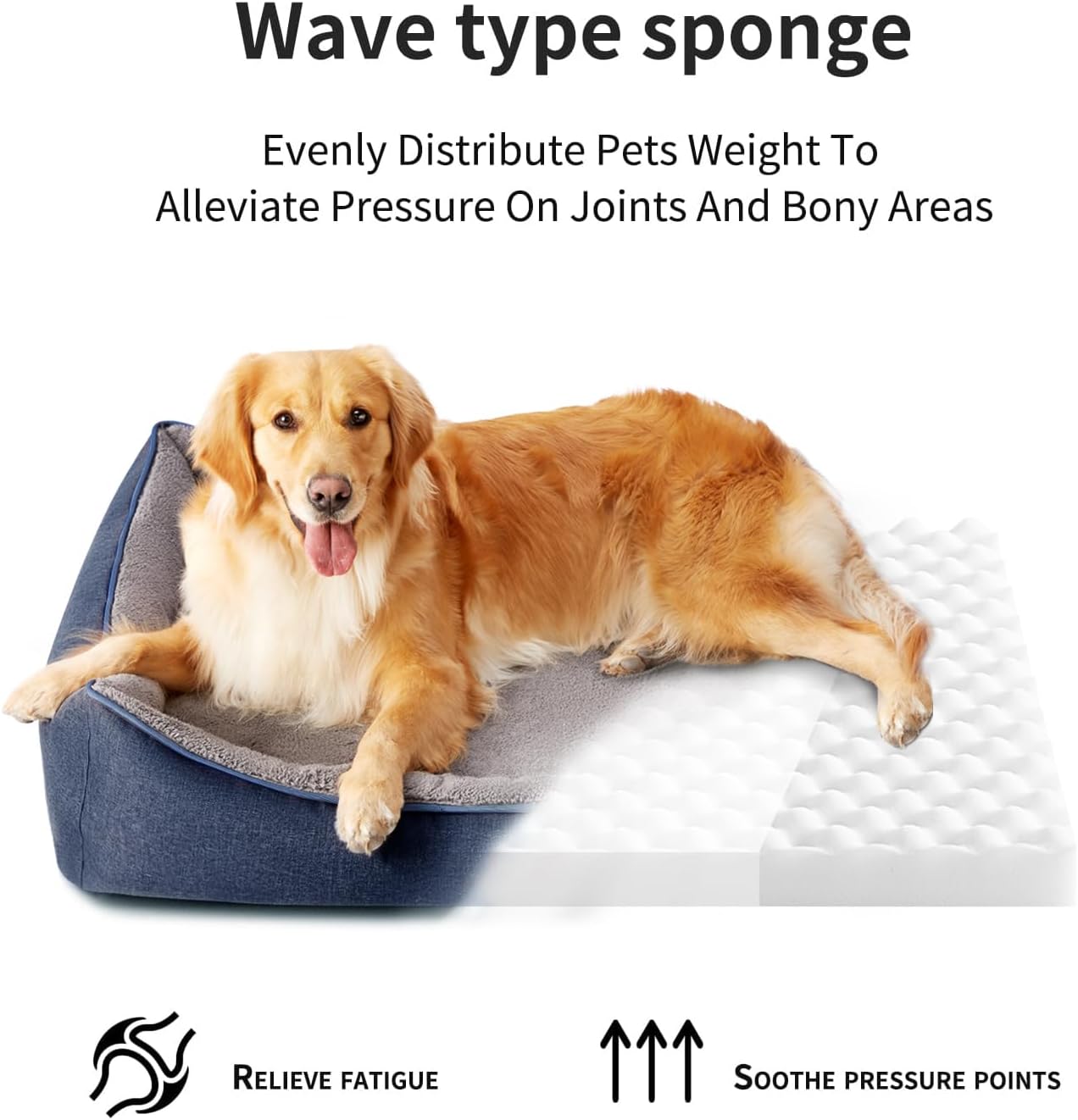Orthopedic Dog Bed Medium Size Dog, Durable Egg Crate Foam Sofa Dog Bed with Washable Removable Cover, Waterproof Lining, Pet Beds for Medium Dogs, Navy