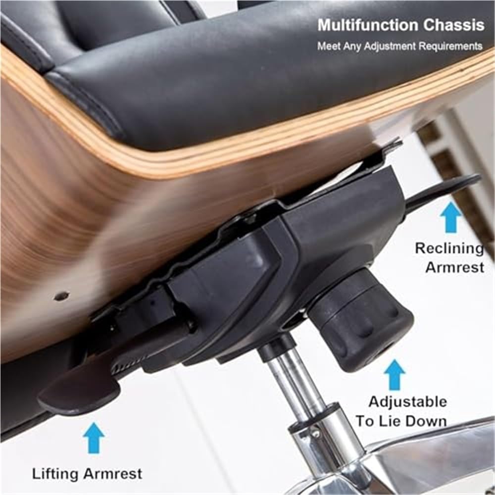 High Back Ergonomic Leather Office Chair with Lumbar Support Adjustable Height Computer Chairs for Long Hours Bedroom Vanity Workstation Reading(Black)