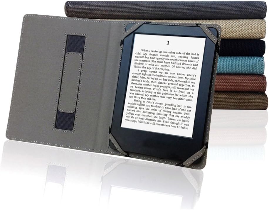 Natural Linen Case Cover for 6" ebook Reader Universal Hemp Case Cover for Sony/kobo/tolino/Pocketbook 6inch ebook Reader (Carbon Black)