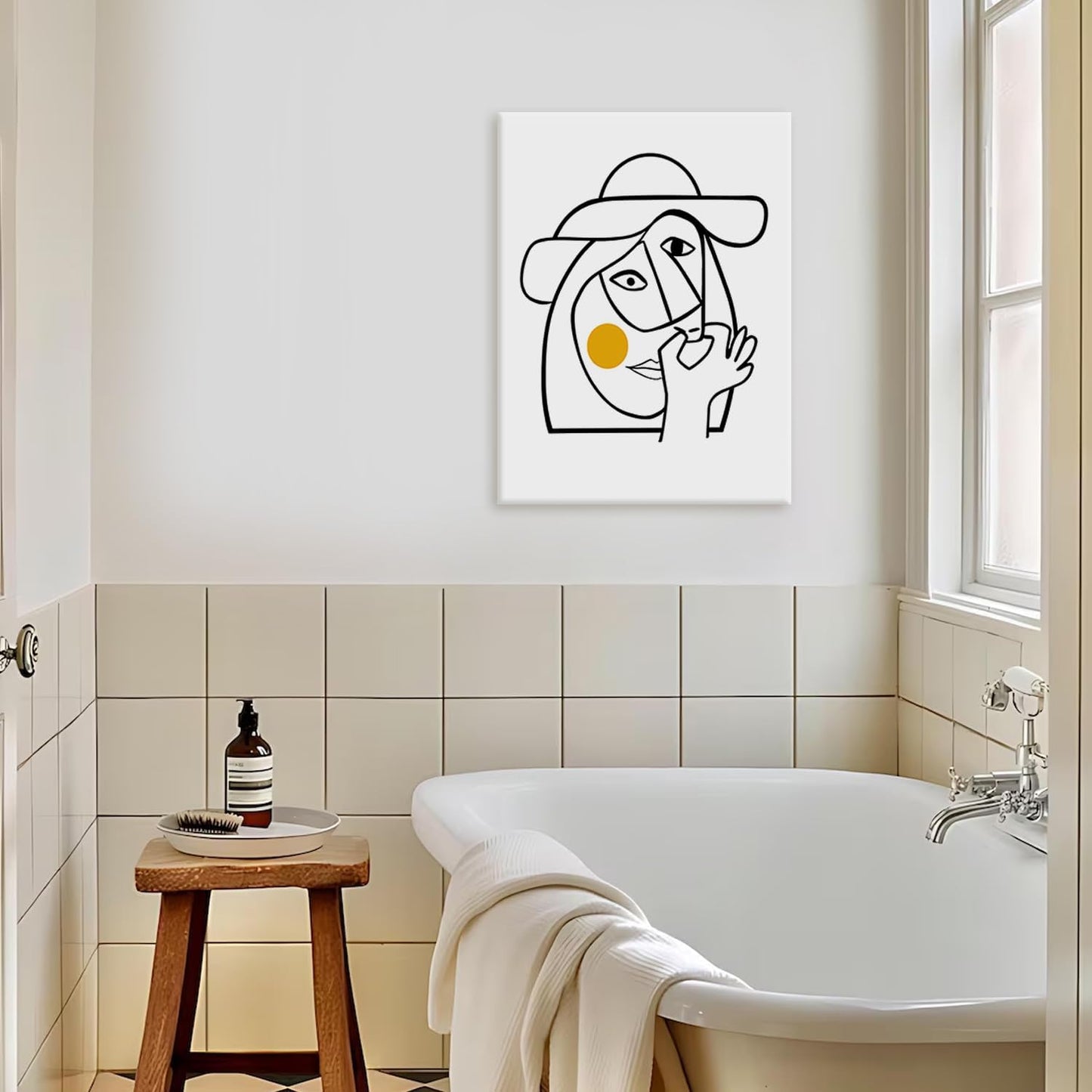 RUURUU 2Pcs Framed Black and White Funny Bathroom Canvas Wall Art Black and White bathroom Modern Abstract Posters Prints Wall Décor Black and White Pictures Artwork for Guest Toilet Walls 16x24inches