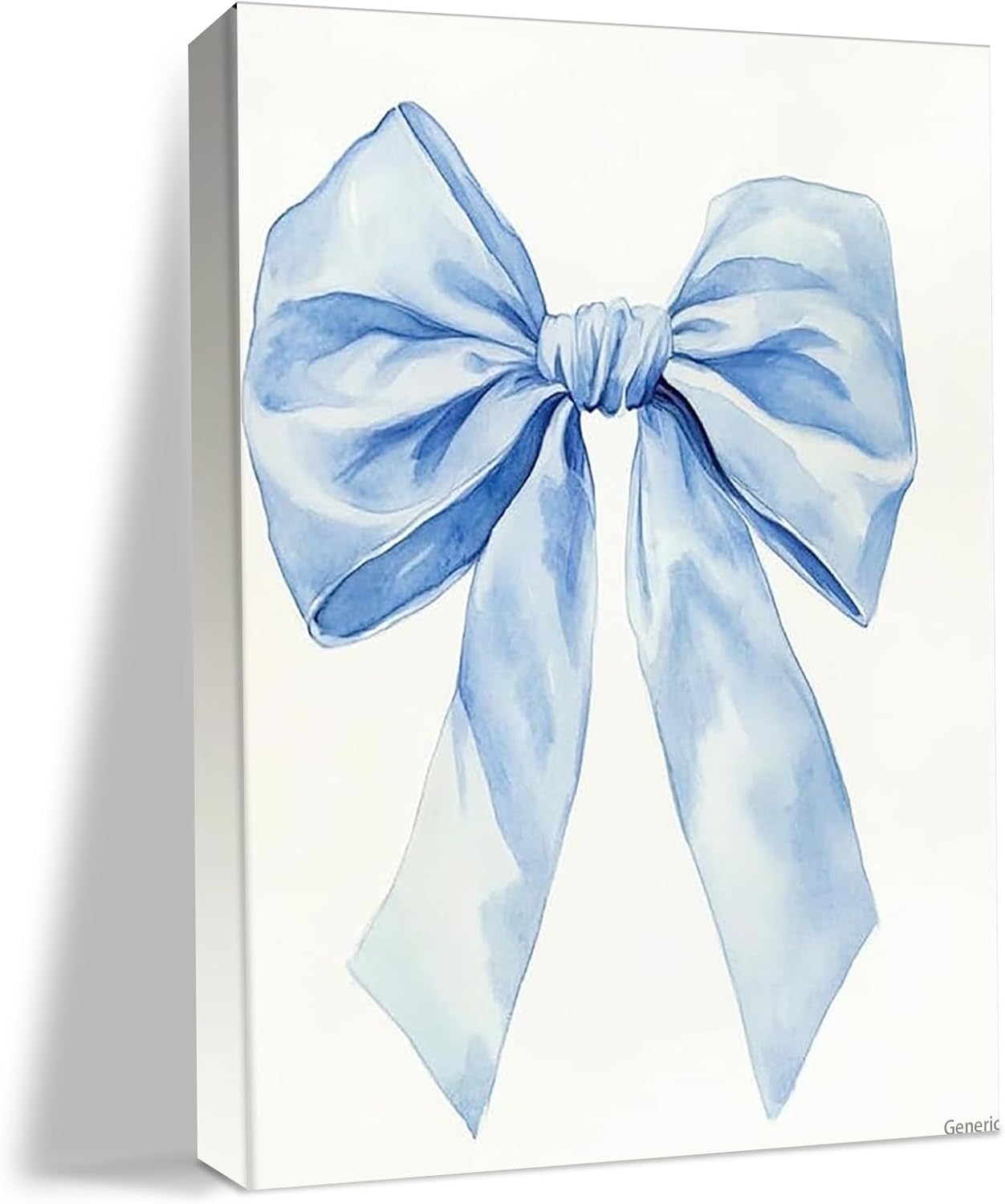 Preppy Style Wall Art Print Blue Aesthetic Bow Canvas Poster Trendy College Room Decor for Bedroom Dorm Apartment and Bathroom 8x10inch Framed