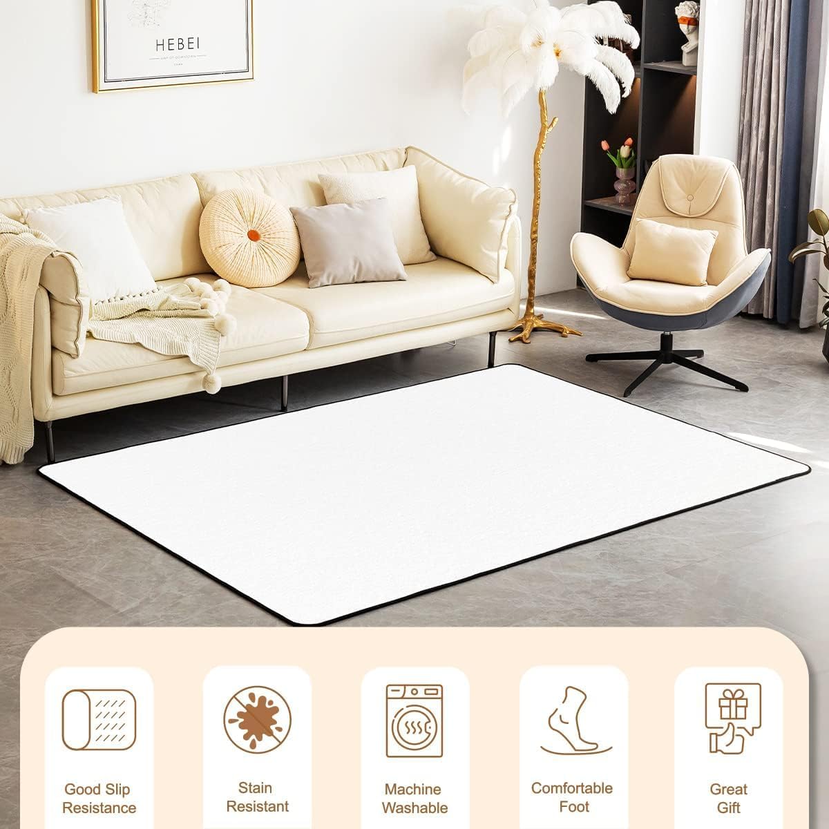 Erosebridal Lacrosse Area Rug 4'11" x 3'3", Lacrosse Sports Games Non Shedding Living Room Rugs For Kids Boys Girls, Black White Lacrosse Decorative Carpet, Ball Gaming Sport Washable Indoor Floor Mat