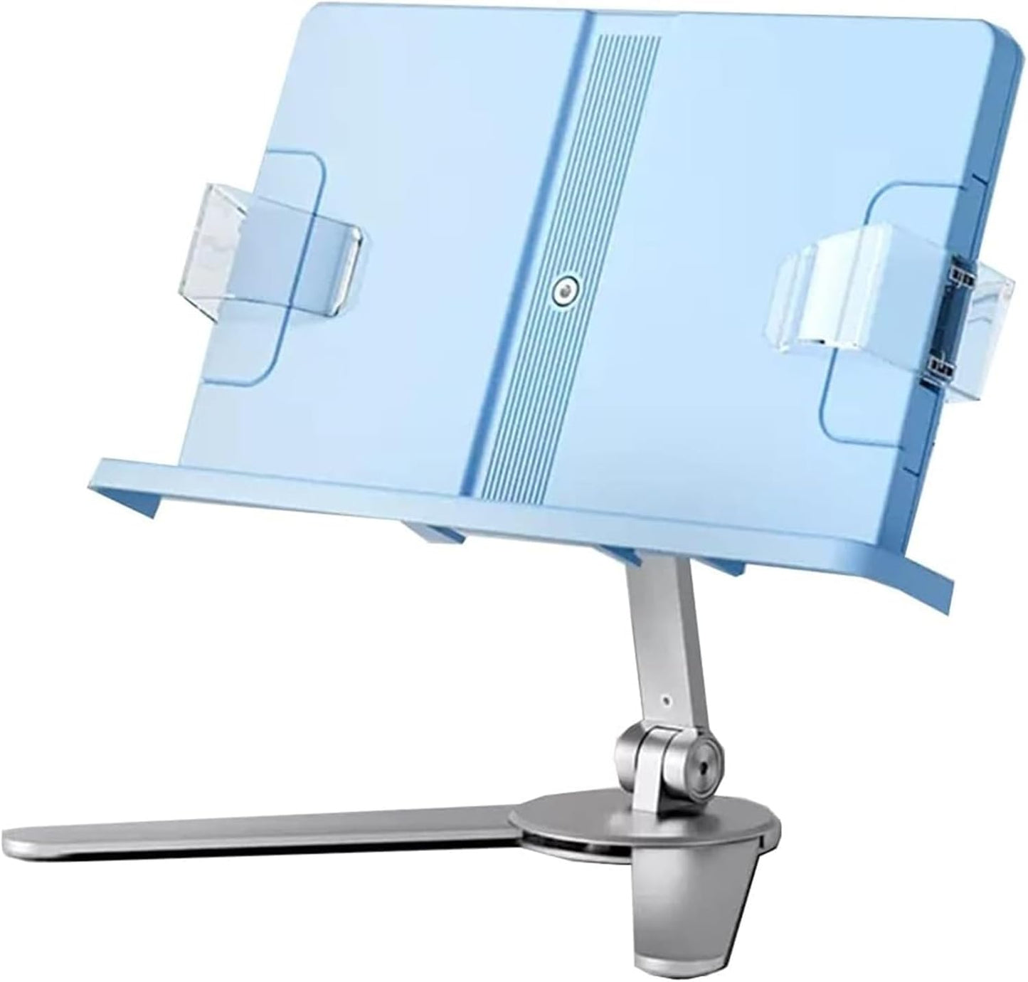 Book Stand for Reading, Cookbook Holder Stand, Book Stand for Reading Adjustable Height, Laptop Stand for Desk, Tablet, Ereader Stand, Recipe Holder (Color : Blue) (Silver) (Blue)