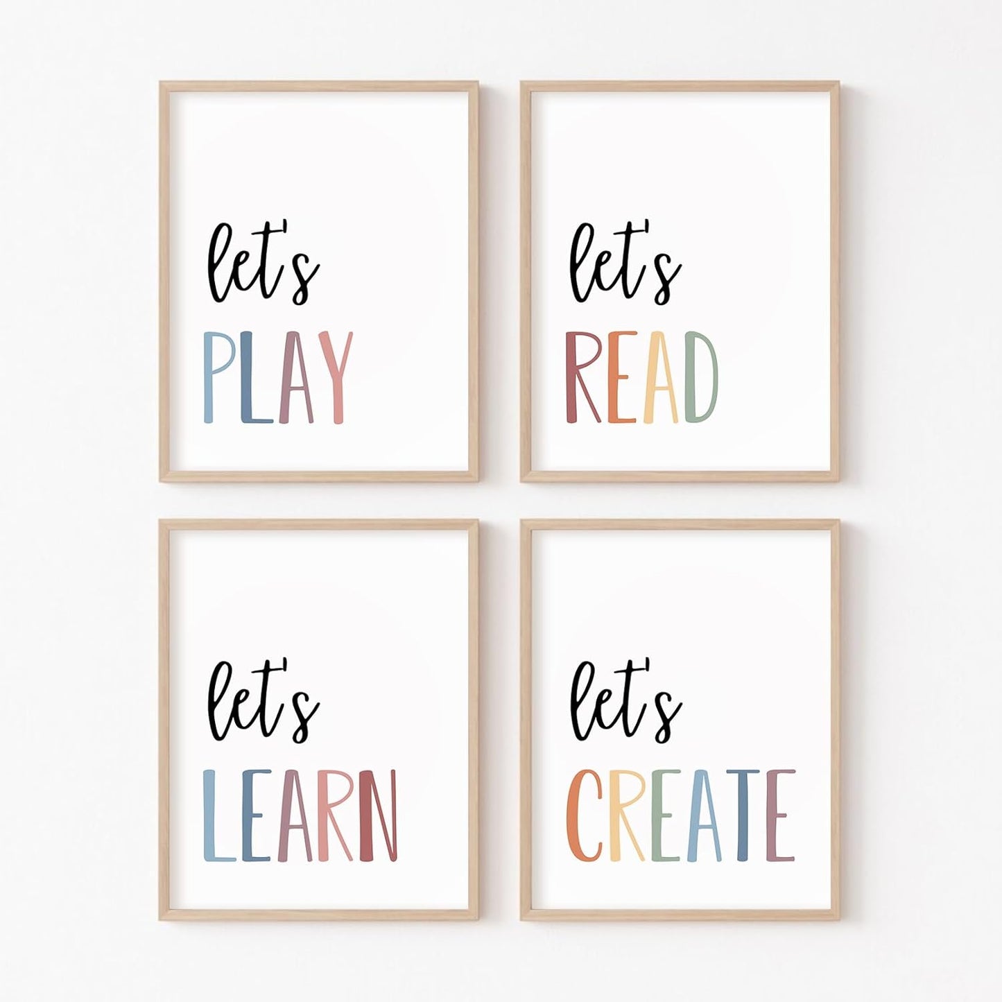 Youillne Playroom Kids Wall Art Decor Read Play Sign Classroom Children Wall Art Nursery Canvas Pictures Baby Girl Reading Posters Kids Artwork for 8x10 Inches Unframed Set of 4