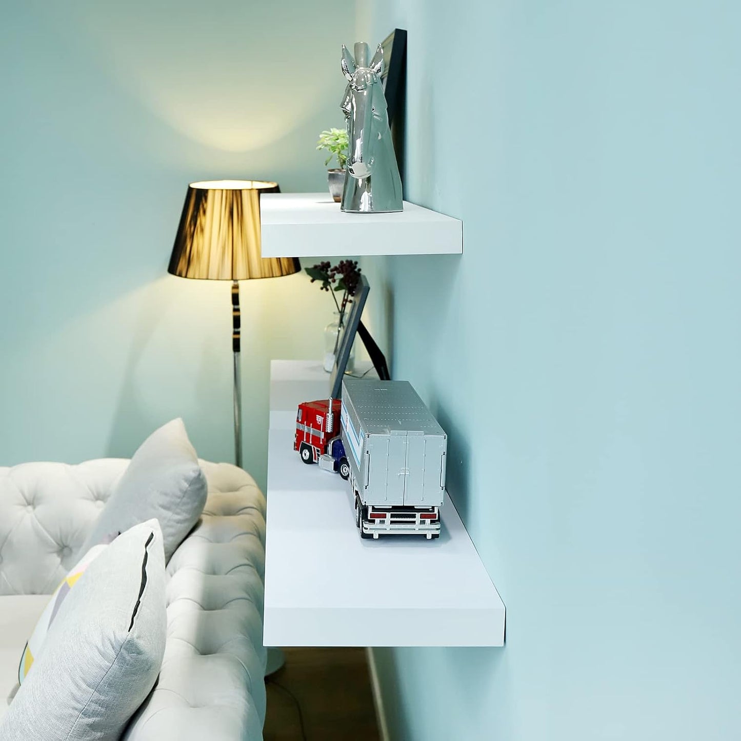 White 36" Floating Wall Mounted Shelves 2 Pack,12 Inch Deep Wide Panel Display Ledge Shelf,35.43" L x 11.81" D x 2" T