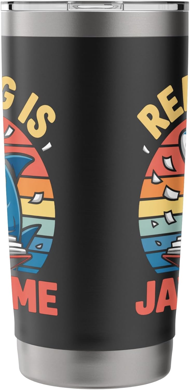 Reading Is Jawsome Shark reading Stainless Steel Insulated Tumbler