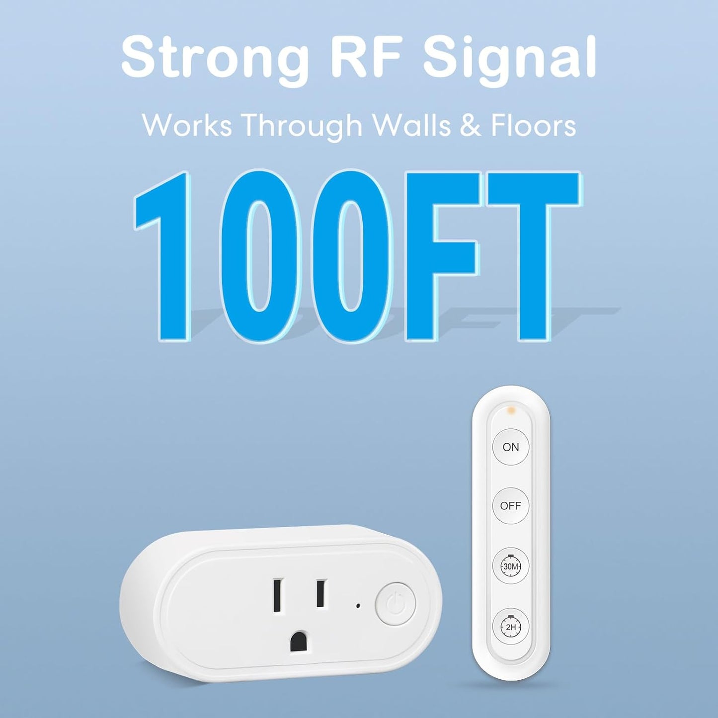 Remote Control Timer Outlet: Dual Gear Countdown (30min/2h) with Auto Shut Off – 15A/1800W – Elderly-Kid Safe – WiFi Router, Sleep-Light & Small Appliances Multi-Scene Timed Control