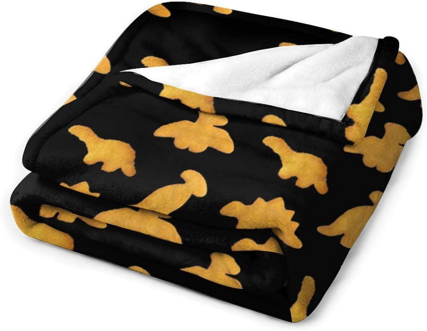 Cute Dinosaur Chicken Nuggets Pattern Blanket Flannel Throw Blankets Warm Plush Blanket for Home Office Couch Bed Sofa 40"x50"