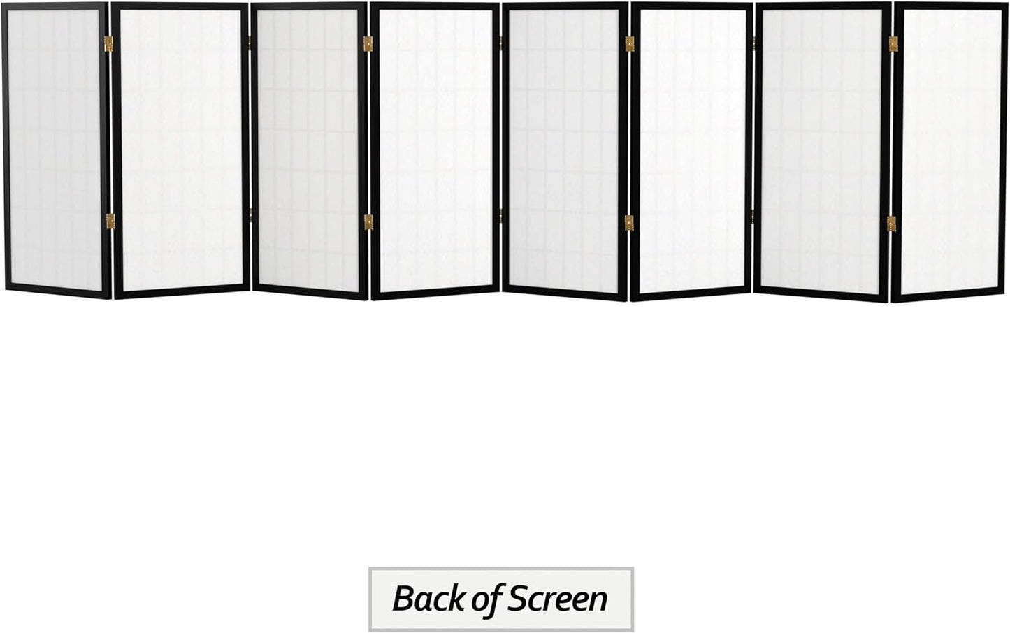 3 ft. Short Window Pane Shoji Screen - Black - 8 Panels