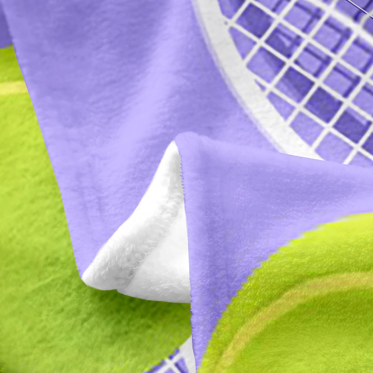 Erosebridal Kids Tennis Racket Sports Soft Fleece Throw Blanket 40x50 for Boys Girls Tennis Lover, Purple Ball Games Flannel Blanket for Sofa Bed Chairs, Player Activity All Seasons Room Decor