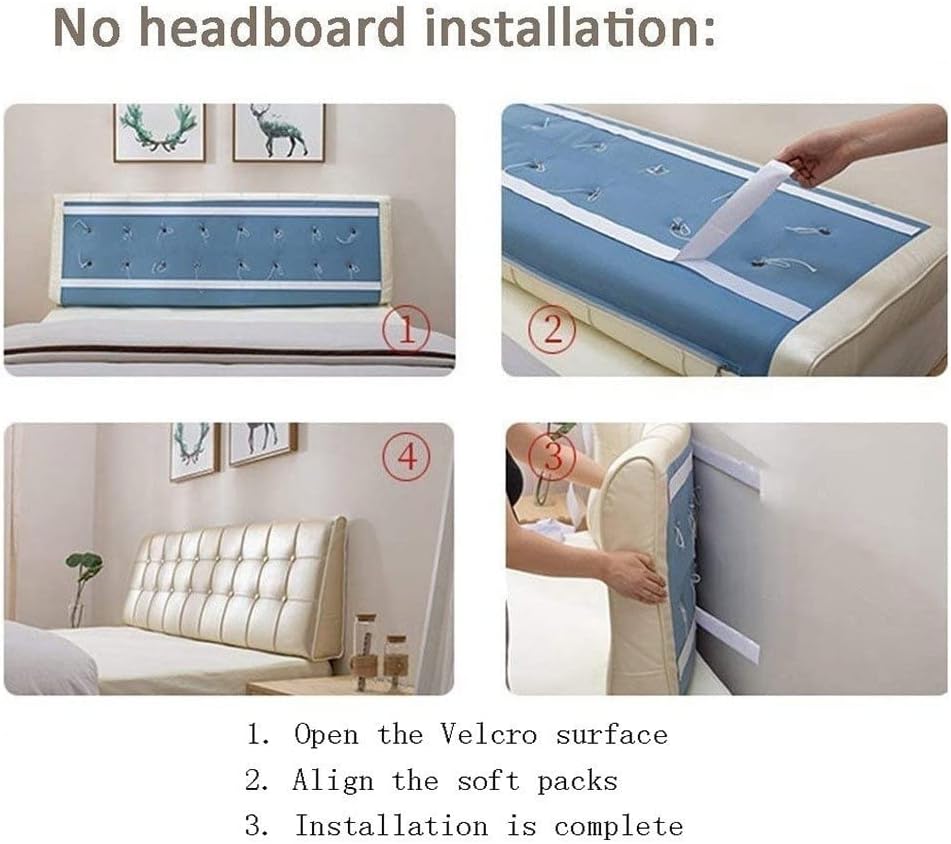 Large Reading Pillow Removable Bedside Back Cushions Sofa Bed Upholstered Headboard Soft Double Lumbar Support Cushion (Color : White Size : 200x10x58cm) (Beige 150x10x58cm)