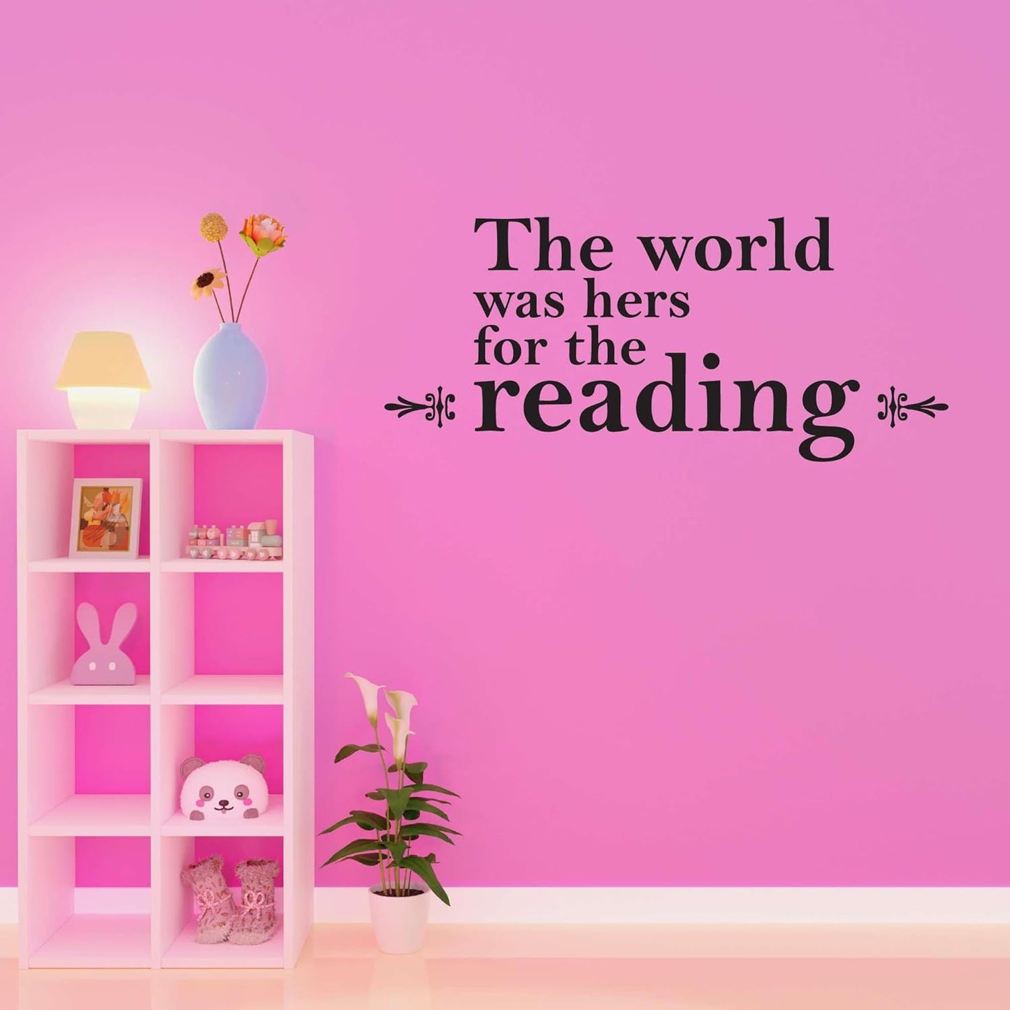 Girls World was Hers for The Reading Adorable Quote Wall Decal Decoration Books Quote Book Lovers Bookish Quotes Fun Readers Lasts Years and Easily Removable - Size: 40 in(W) x 16 in(H)