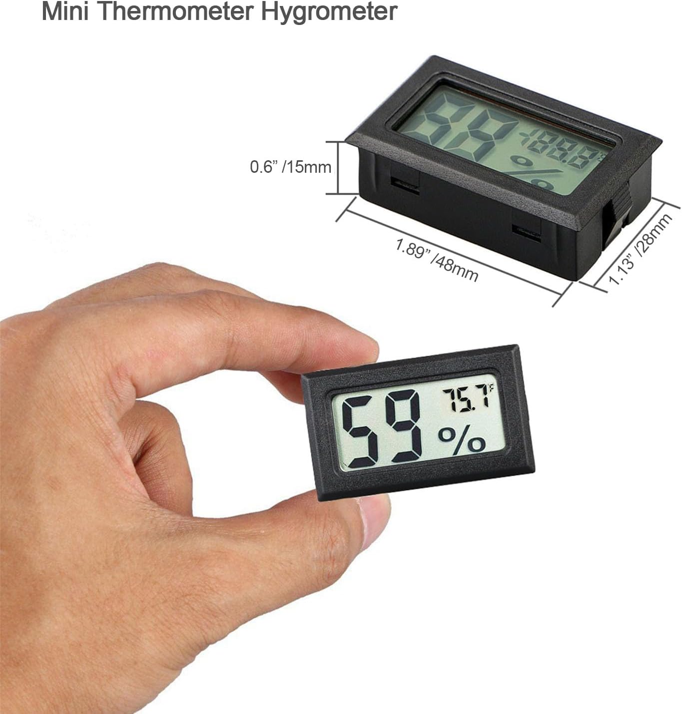 4-Pack Mini Digital Temperature Humidity Meters Gauge Indoor Thermometer Hygrometer LCD Display Fahrenheit (℉) for Reptile Tank,Jars,Guitar Case,Greenhouse, Garden, Cellar, Fridge, Closet