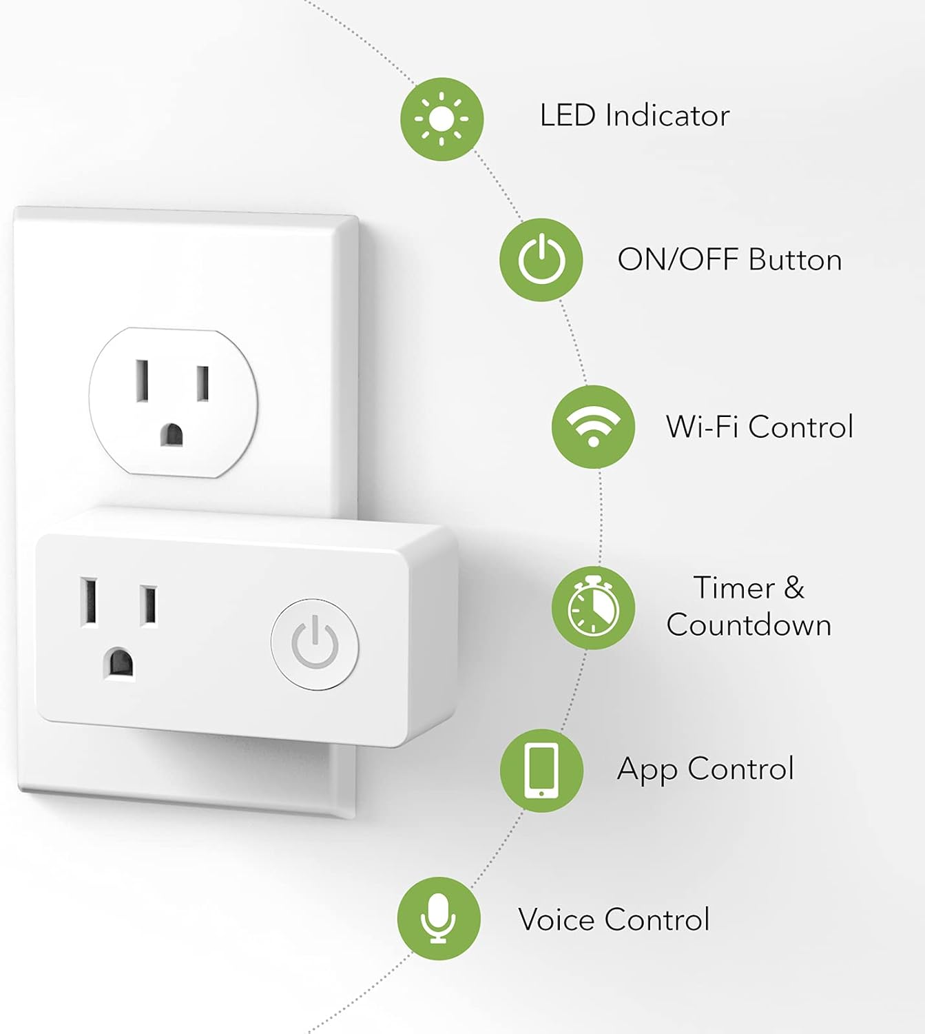 BN-LINK WiFi Heavy Duty Smart Plug Outlet, No Hub Required with Timer Function, White, Compatible with Alexa and Google Assistant, 2.4 Ghz Network Only (4 Pack)