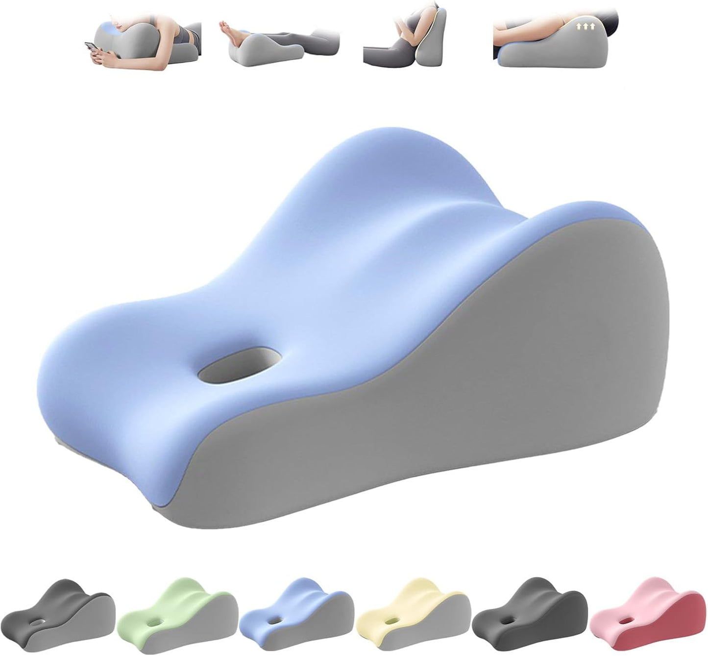 Memory Foam Wedge Pillow Intimacy Couples Pillow, Pregnant Ergonomic Contoured Position Pillow for Sleeping & Reading, Multi-Functional Bed Pillow Back Support Cushion Blue
