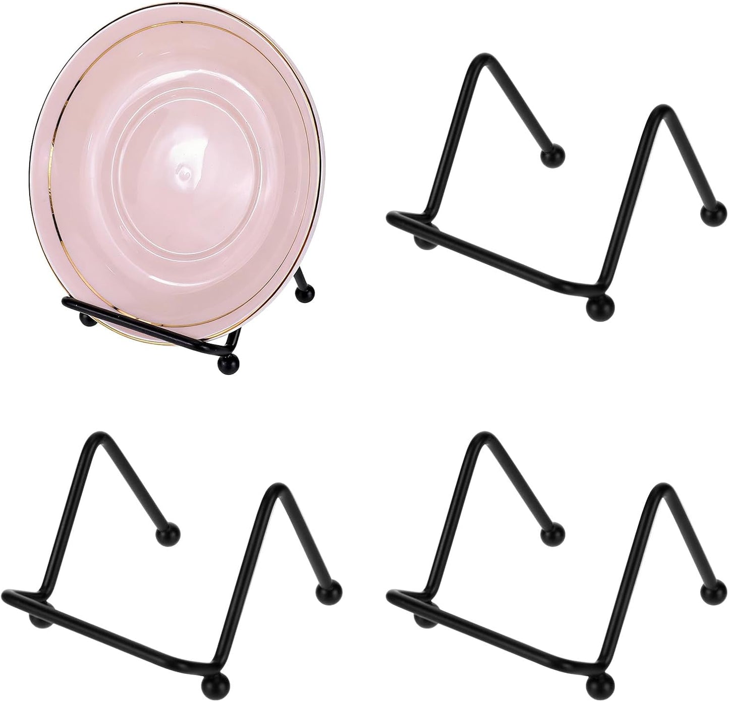 4 Pcs Small Plate Stands for Display, 2 Inch Plate Holders for Displaying, Black Picture Frame Stand, Small Easel Plaque Stand for Picture, Book, Photo Easel, Creation, Square Mobile Phone