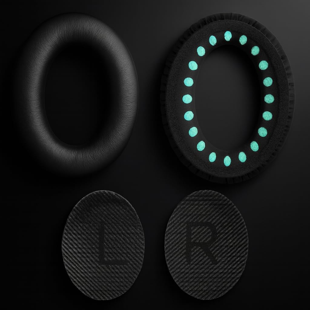 Noise-canceling Bose Earpads Replacement for Bose QC15 25 35&35II-Restore Canceling Noise-Block Noise as Original During Commute- Sweatproof & Secure Fit-Soft Memory Foam-Easy Install-Black