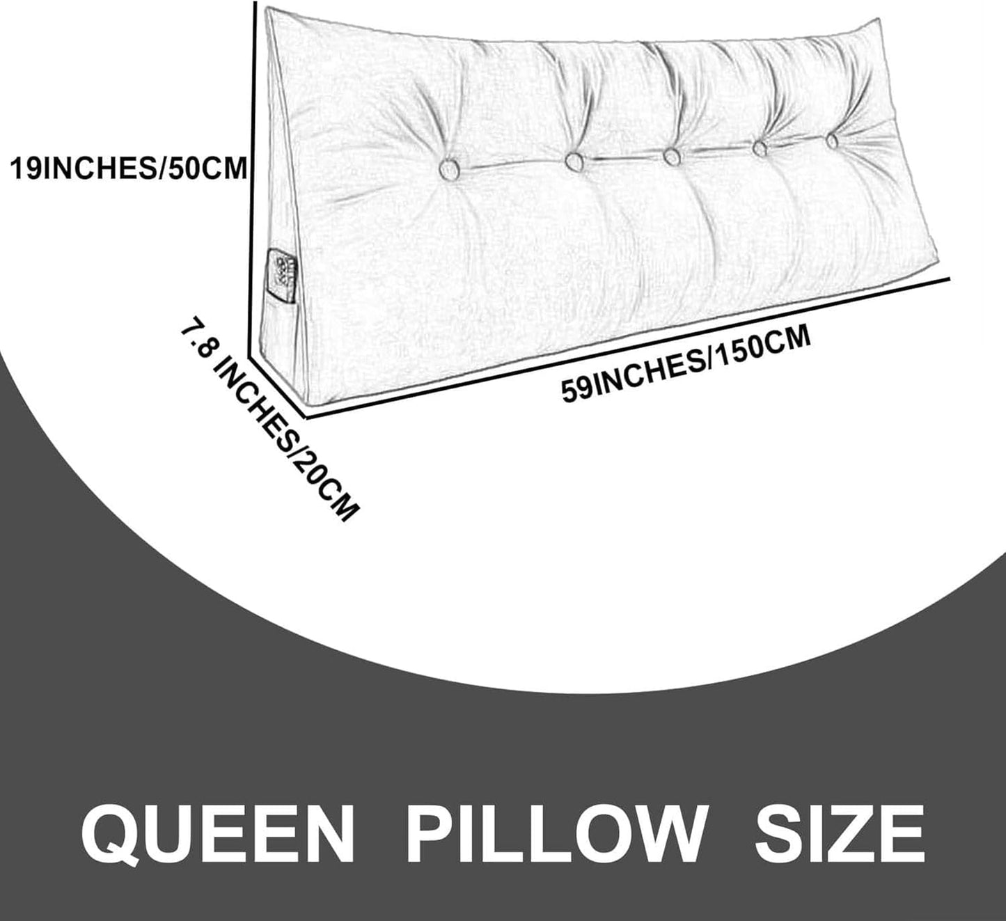 FLTRGO Triangular Headboard Pillow Daybed Back Wedge Pillow Large Bolster Reading Backrest Pillow Body Positioning Support Cushion with Removable Cover
