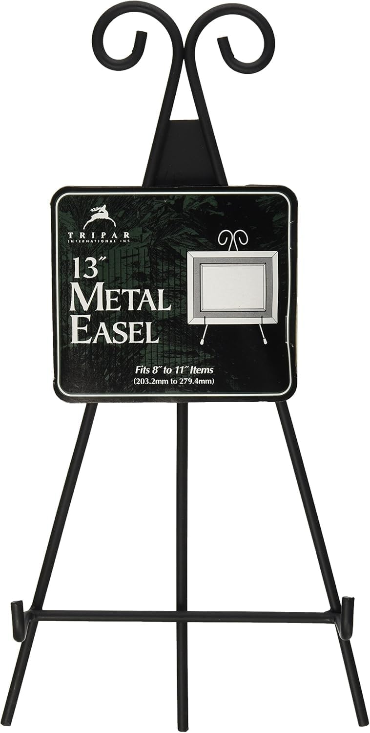 TRIPAR International Black Straight Easel Large - 13" | Perfect for Books, Plates, Photos & More | Lightweight Display Holder |