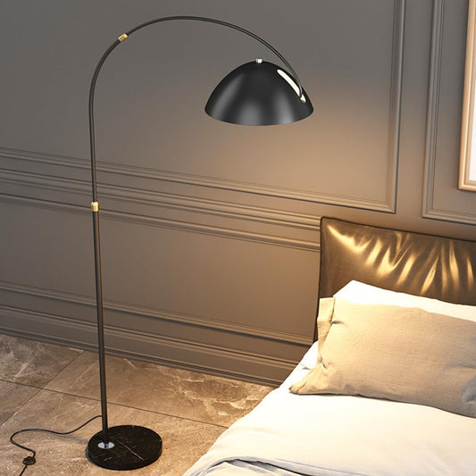 70.9" Modern Arc Floor Lamp Adjustable Height Standing Light with Dome Metal Shade Tall Corner Floor Lamps with Marble Base Over Couch Arched Reading Light for Living Room Hotel (Gold)