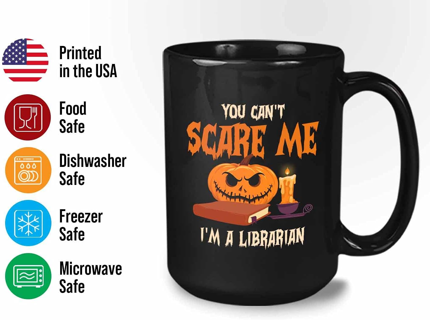 Bubble Hugs You Can't Scare Me Mug Black 15 Oz - Funny Reading Book Lovers Literary librarian Halloween Reader - Hellowin, October, Costume, Cospla Horror, Ancient, Festival, Holida Decoration Ideas,