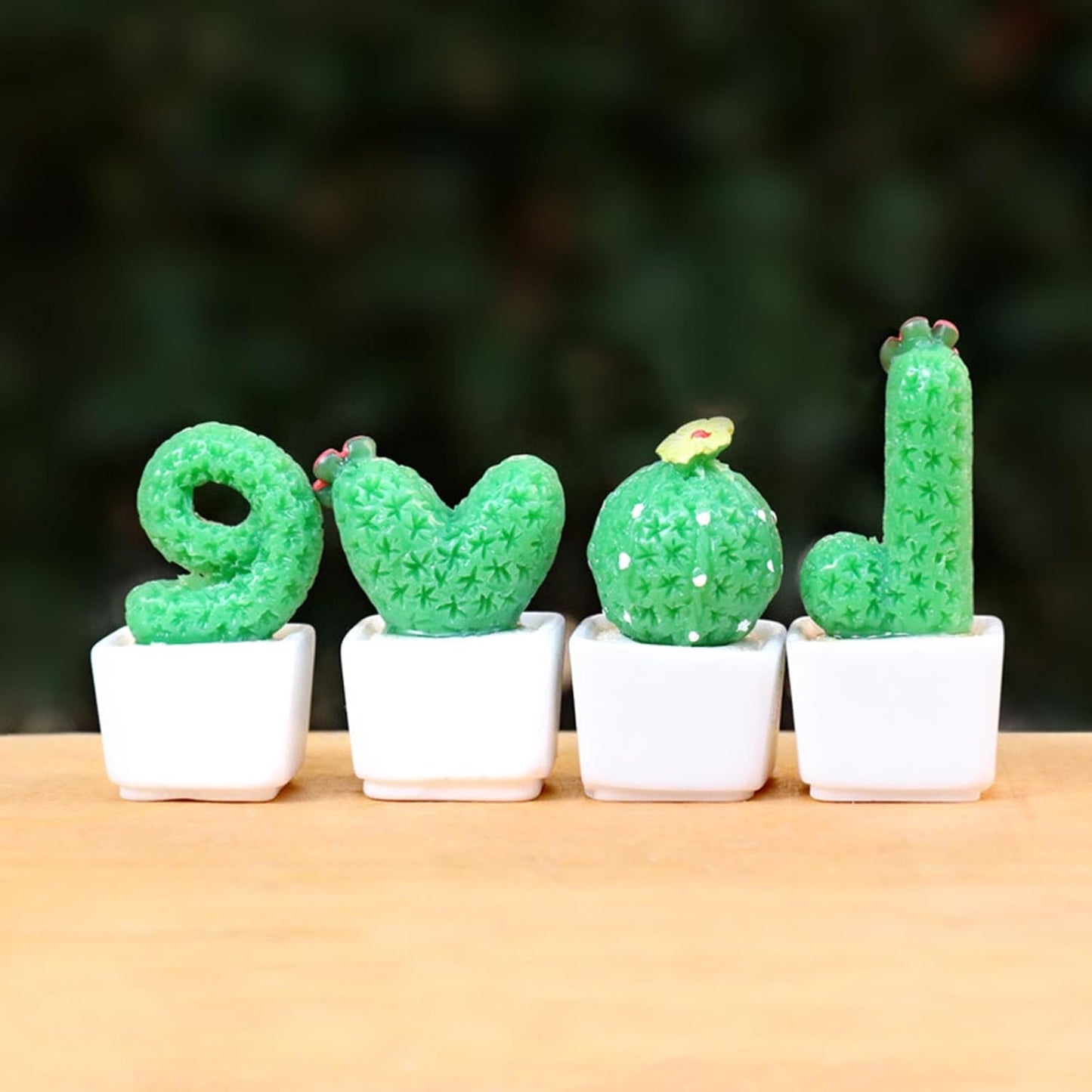 4-Pack Mini Cactus Car Dashboard Decorations - Love Resin Cactus Ornaments Car Dashboard Accessories for Car, Home, Office, Table, Mantel, Shelf