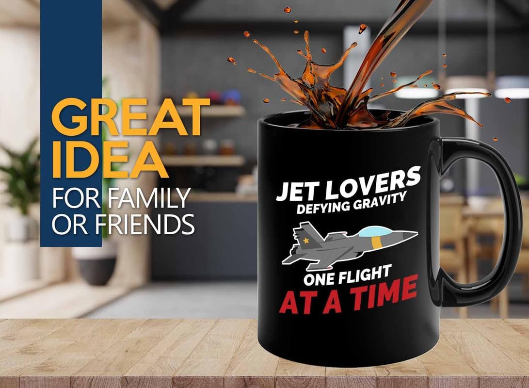 Jet Pilot Coffee Mug 11oz Black - Jet lovers Defying gravity - Pilot Gifts Airplane Flying Captains Aviator Airline Aviation
