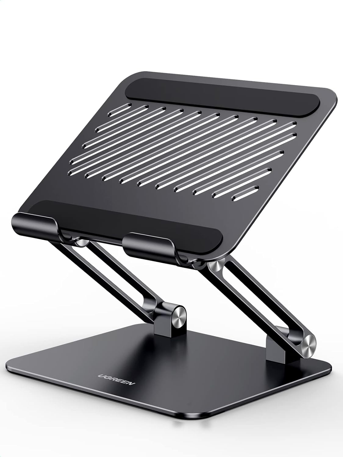 UGREEN Tablet Stand Holder for Desk Dual Rod Support Aluminum Tablet Holder Adjustable Multi-Angle Home Office Accessories Compatible with iPad Pro 13 12 11 10.5 Air Mini 5 4 3 2 Phone E-Reader Black