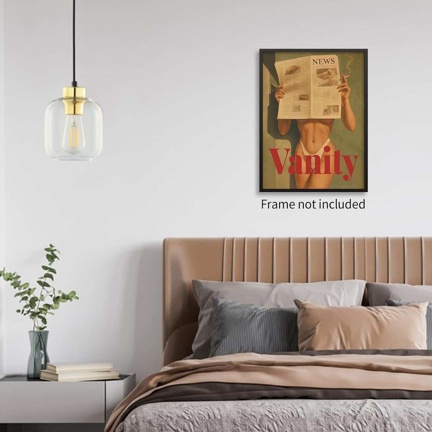 YYS Fashion Hot Girl Reading Newspaper Wall Art 70's Vintage Poster Bikini Canvas Prints Sexy Woman Picture Artwork for Living Room Bedroom Apartment Decor Aesthetics 12X16 inch Unframed