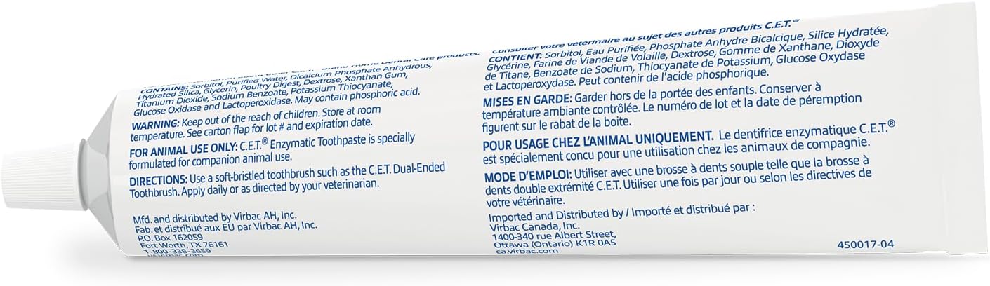 Virbac C.E.T.® Enzymatic Toothpaste| Tartar & Plaque Control for Fresh Breath | Pet Dental Care Toothpaste | Poultry Flavor, 2.5 oz
