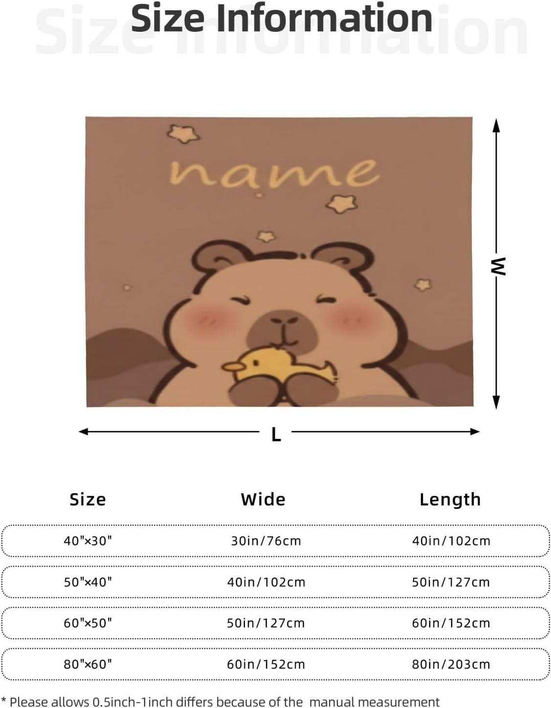 Personalized Capybara Blanket with Name - Custom Soft Flannel Fleece Throw - Cute Kawaii Animal Holding Duckling Design - Heartwarming Gift for Kids, Teens & Capybara Lovers