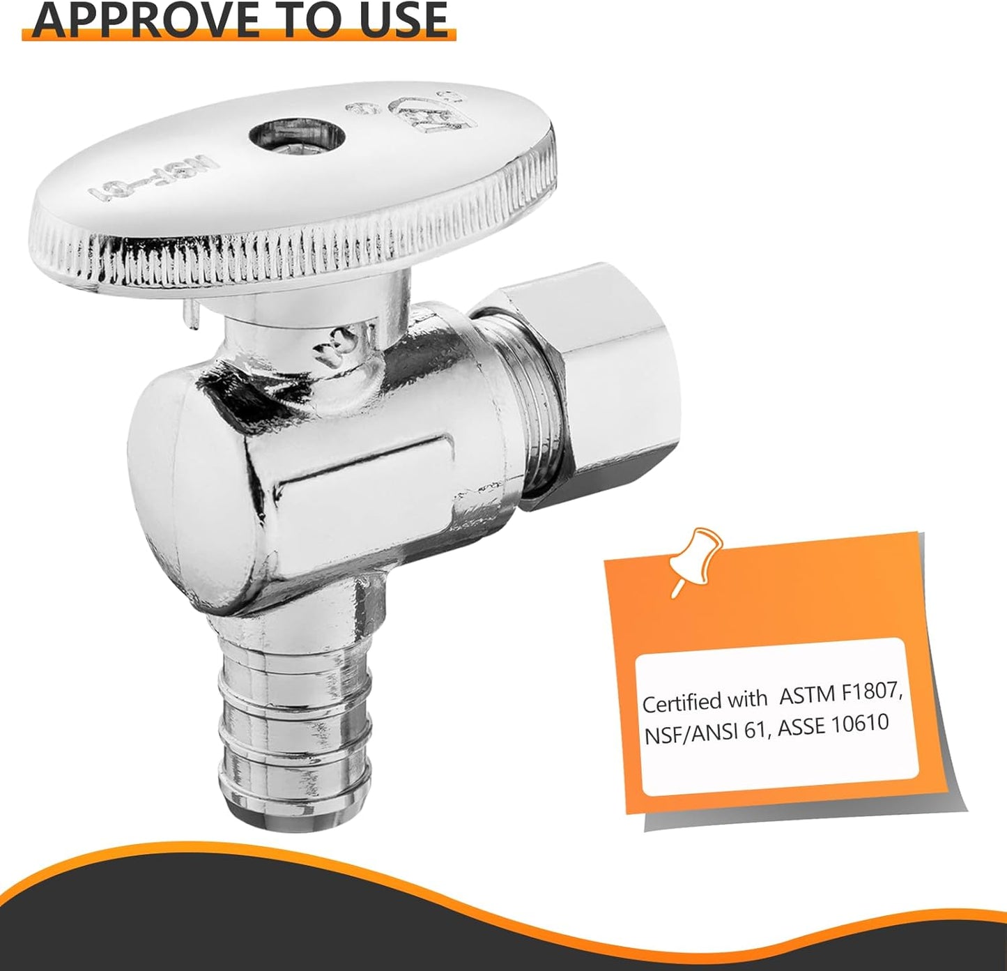 10-PCs HeSun Pex Angle Stop Valve, 1/2" Pex x 3/8" OD Compression Angle Stop, 1/4 Turn Shut Off Valve for Bathroom, ASTM F1807(VALVE076-10)