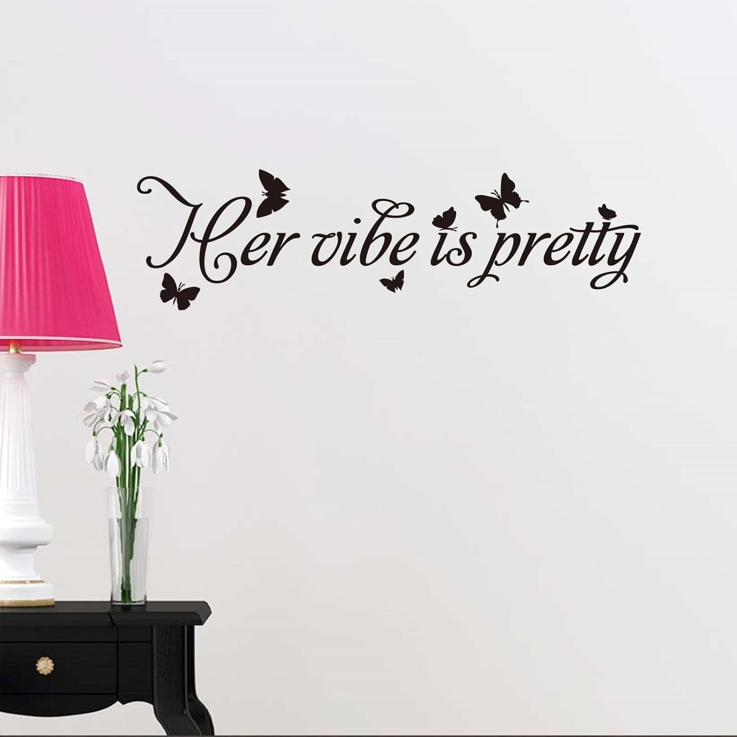 Women Quotes Wall Stickers for Bedroom: Inspirational Positive Vinyl Art Wall Decals for Home Living Room Bathroom - Her Vibe is Pretty 25" X 7"