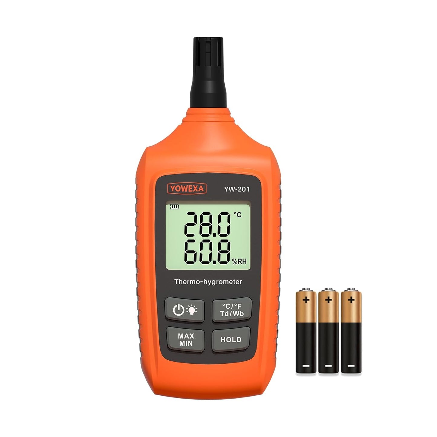YW-201 Temperature Humidity Meter Digital Psychrometer, Thermometer Hygrometer with Dew Point & Wet Bulb, Max/Min, Data Hold, LCD Backlight
