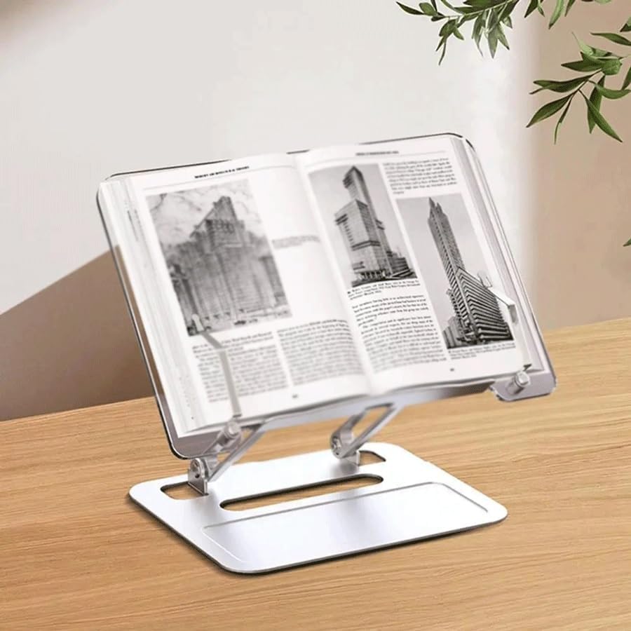 Adjustable Metal Reading Shelf with Foldable and Super Load-Bearing Bookshelf Desktop