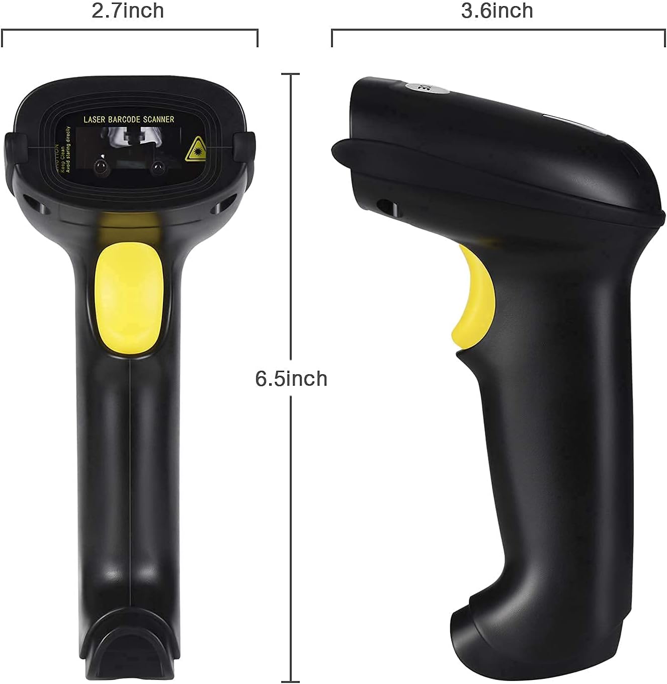 WoneNice Barcode Scanner USB 1D Laser Wired Handheld Bar Code Scanner Reader with Stand, Black