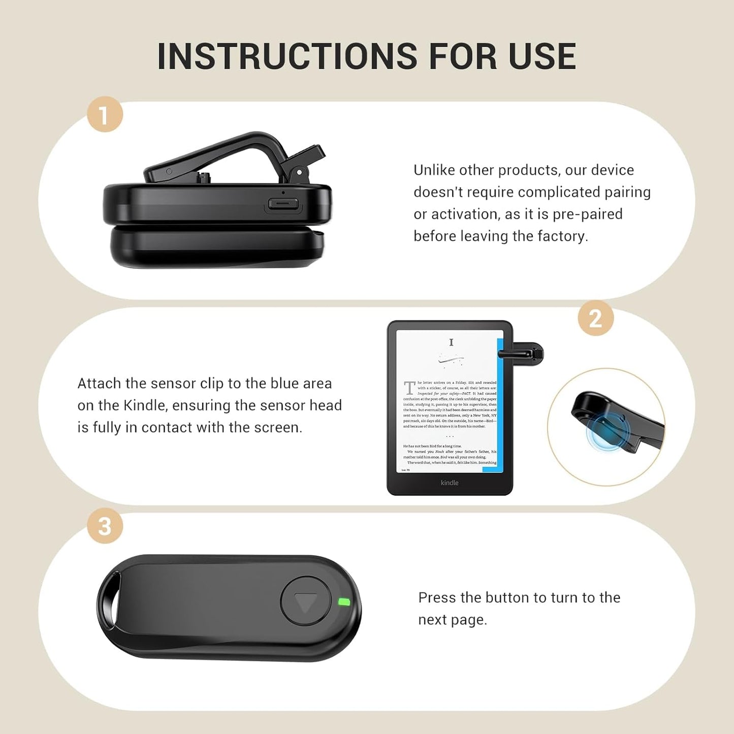 CoBak Remote Control Page Turner for Kindle Paperwhite Ipad Reading Kobo Comics/Novels Tablets Taking Photos Camera Video Recording Remote Triggers, Ultra-Long-Lasting Page Turner