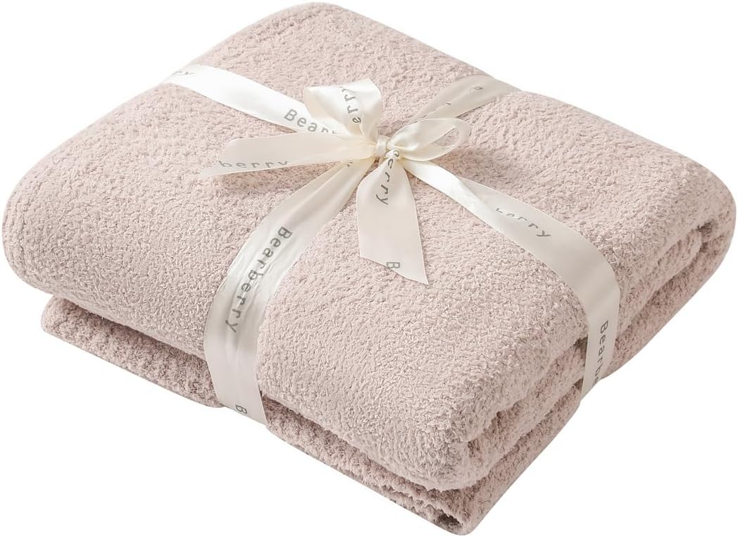 bearberry Super Soft Fluffy Throw Blanket Lightweight Cozy Warm Throw Blankets for Couch Bed Sofa All Season (Beige, 40”x50”)