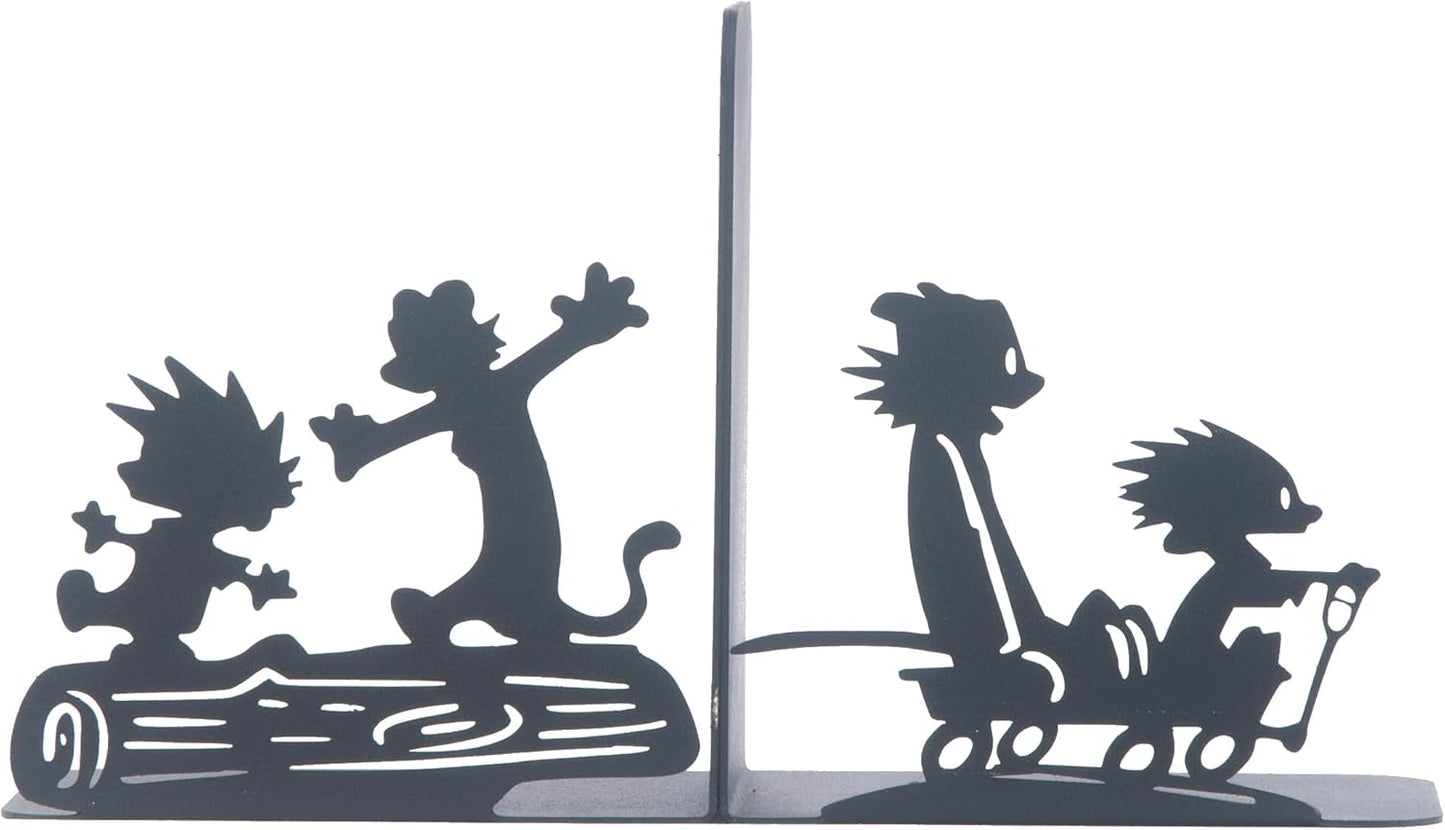 Calvin and Hobbes Bookend, Decorative Metal Book End with Cartoon Characters, Cartoon Book Supports for Kids Room, Super Heroes Book Stands, Gift for Kids, Best Gift