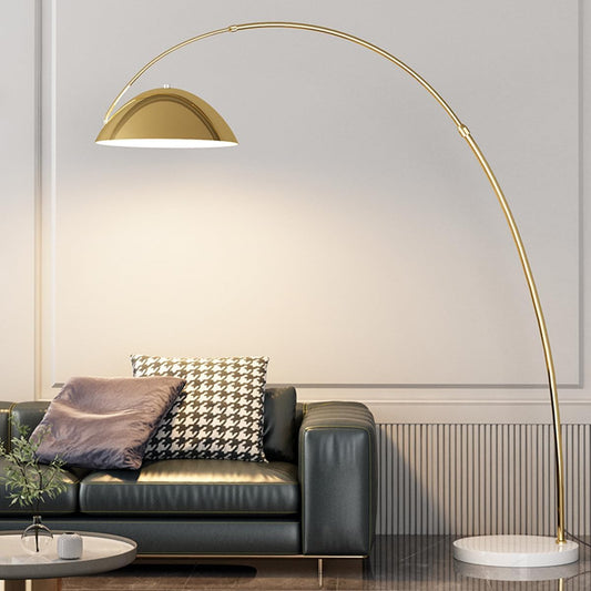 Arc Floor Lamps for Living Room Adjustable Height Standing Lamp Black Polishing Metal Floor Lamp Modern Tall Reading Lamp with Marble Base Over Couch Lamp for Bedroom Study Room Office