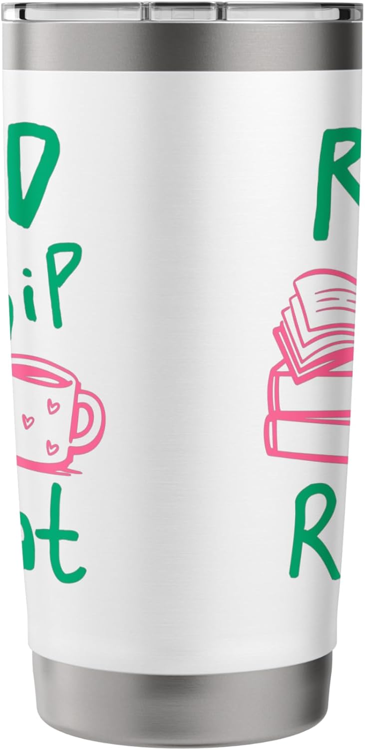 Read Sip Repeat Book Lover Reading Coffee Enthusiast Stainless Steel Insulated Tumbler