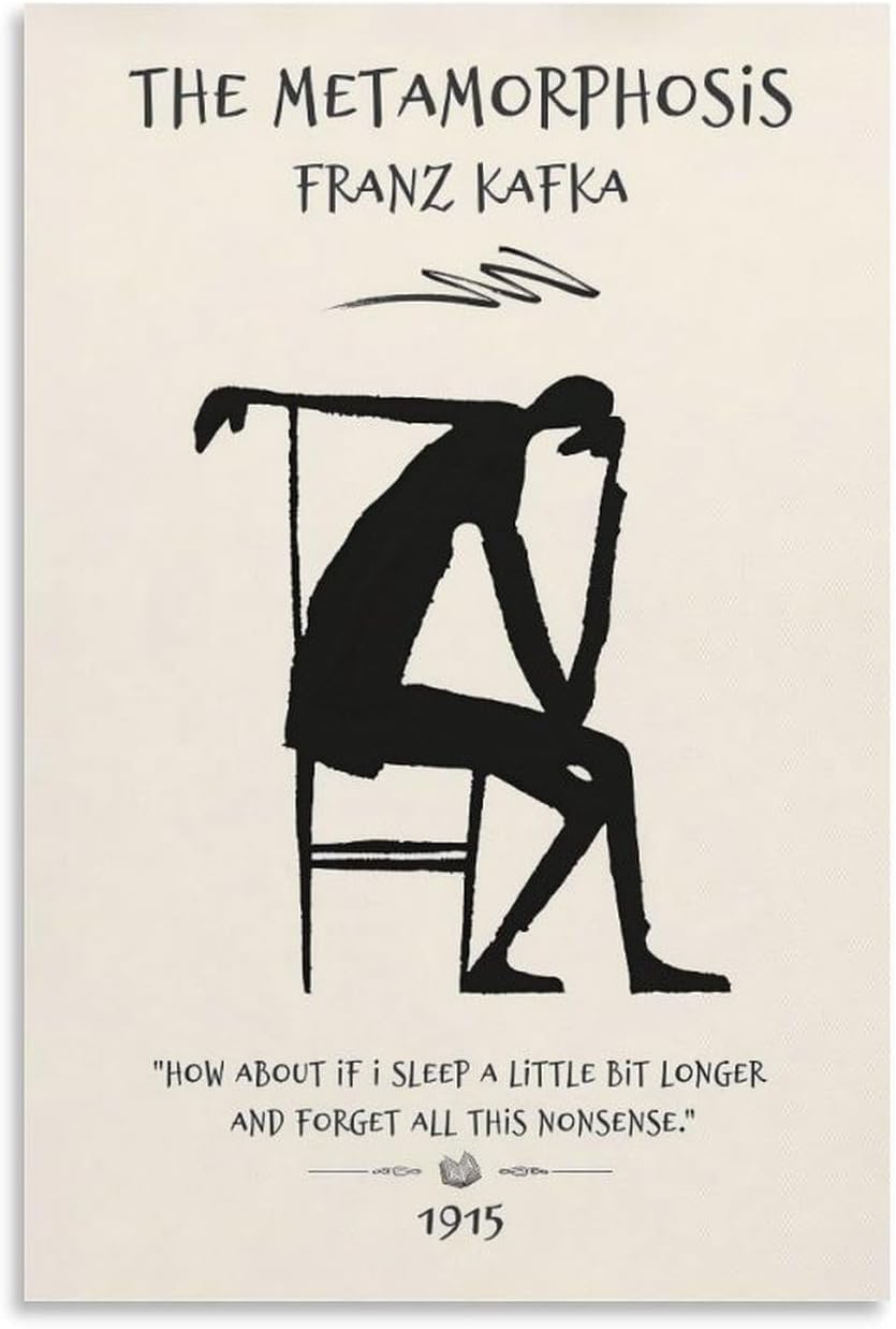 Metamorphosis Franz Kafka Silhouette Canvas Printing Wall Art Quote Dark Academia Style Posters Minimalist Black Figure Prints Reading Nook Wall Decor for Living Room Bedroom Study 12x18inch(30x45cm)
